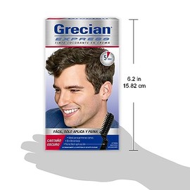 Grecian Express Tinte Colorante Para Hombre En Crema, Sin Amoníaco, Color Castaño Oscuro, Fácil Aplicación, 80 g