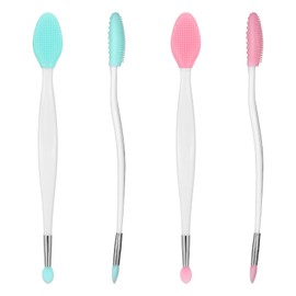 2 PCS Lip Scrub Brush, Dual-Ended Lip Exfoliator Brush, 3-in-1 Silicone Lips Scrubber Tool for ​smoother Bright Fuller Lips Appearance