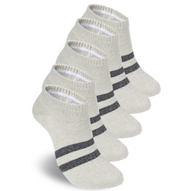 HILLSTEP Men's Ankle Striped Socks Set, Cotton Blend, Antibacterial, Odor Resistant, Sweat Absorbent, Quick Drying, 9.4 - 10.6 inches (24 - 27 cm), Year-Round (Border), beige