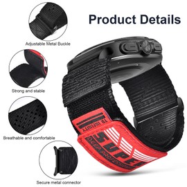 V.R.HOPE Band for Galaxy Watch Ultra 47mm, Soft Nylon Sport Watch Strap for Men Rugged Adjustable Watch Band Strong Hook and Loop Punched Band with Metal Connector