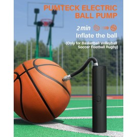 Pumteck AP1-L Electric Air Ball Pump: Portable Fast Inflation Pump with LED Light for All Sports Balls Basketball Soccer Football Volleyball Exercise Accessories with 2 Needles and Storage Bag