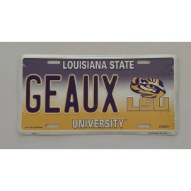 Smart Blonde Louisiana State GEAUX LSU Metal Aluminum License Plate . New Condition