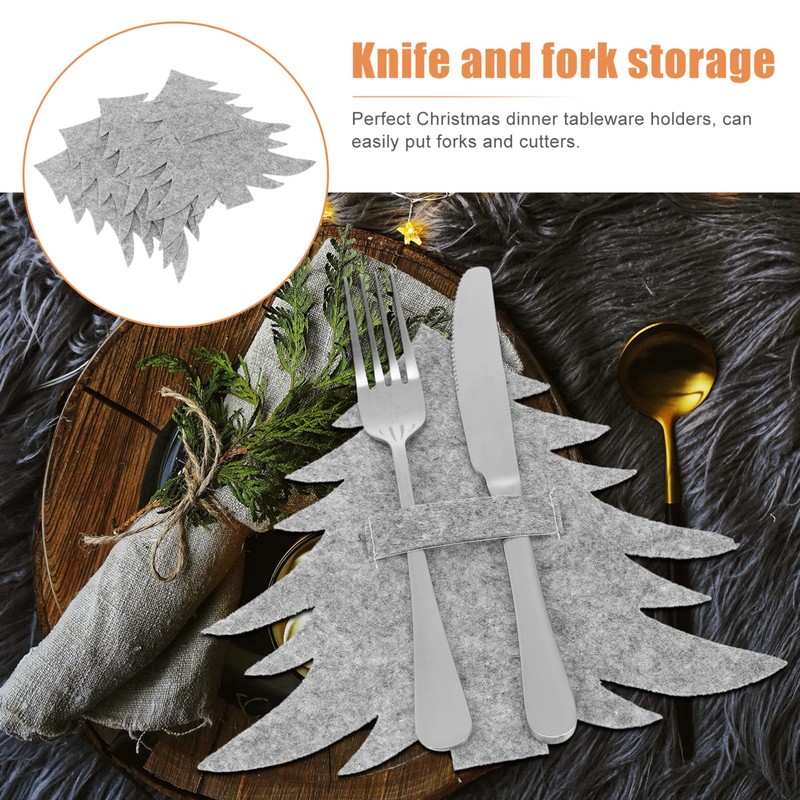 4PCS Christmas Tree Cutlery Holder Felt Christmas Tableware Holders Forks