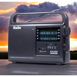Kaito KA390 Portable AM/FM Shortwave NOAA Weather Radio with LED Flashlight