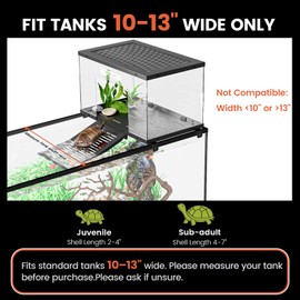 Turtle Basking Platform & Dock - Stainless Steel Turtle Ramp, Non-Slip Surface - Fits 10-13 Inch Wide Aquariums