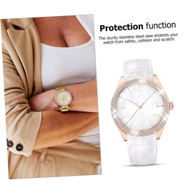 Tofficu Rhinestone Watch Case Protector Ring for Watch Stylish Bumper Cover with Double Rhinestone Fit for Daily Scratch and Bump Protection