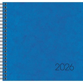 BRUNNEN Book Calendar Model 766 2026 | 210 x 205 mm, Cardboard, Blue