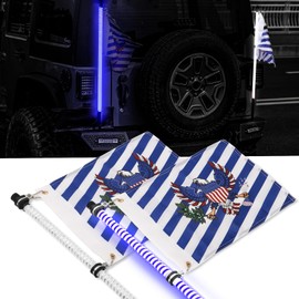 2PCS 3FT Blue COB UTV Whip Lights, Waterproof Flag Pole Whip Lights for Side by Side, COB Whip Light for Can-Am Polaris ATV UTV Truck Maverick X3 Dune Buggy