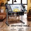 Topeakmart Glass Drafting Table Rolling Drawing Desk Artists Art Craft