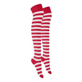 MOLLY MALOU Ladies Girls Women Over The Knee Stripe Socks Comfortable Cotton Rich UK Size 4-6.5 (Red White)