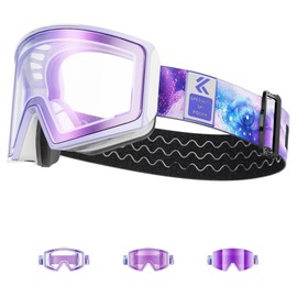 KAPVOE Photochromic ski goggles Magnetic lens, Anti-fog, UV400 protection, Suitable for men, women and teenagers Compatible with helmets Ideal for skiing snowboarding skating 05