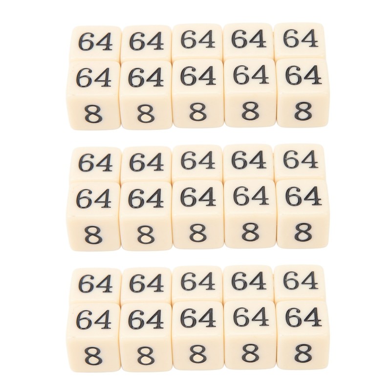 30PCS 6 Sided Number Dice 15.5mm Multiple Of 2 Number