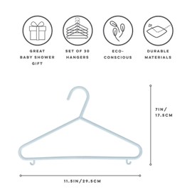 3 Sprouts Wheat Straw Plastic Kids & Child Hangers - 30-Pack Eco-Conscious Baby Clothes & Coat Hangers for Closet - Children's Hanger for Nursery, Small Girls, Boys & Toddlers - Speckled Blue