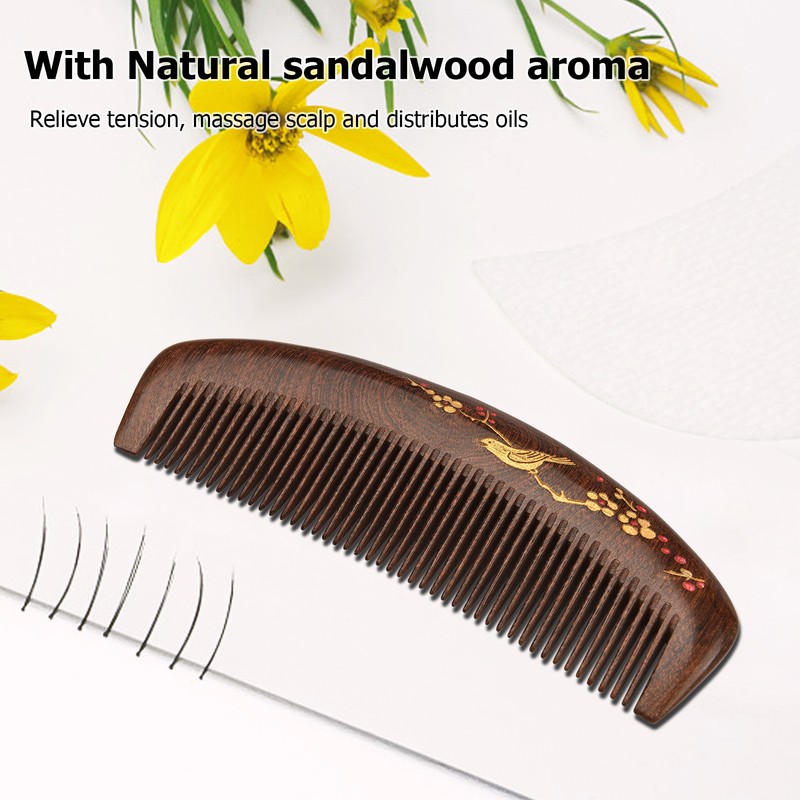 Wooden Hair Comb Fine Tooth Wood Comb for Women No