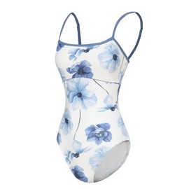 ModLatBal Women's Camisole Leotard with Adjustable Straps for Ballet Dance Leotards, Blue Plum Blossoms, X-Large