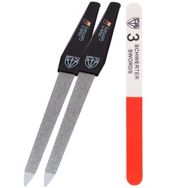 3 Swords Germany 3 Swords Germany - Sapphire Metal Nail File 2 Pieces with 1 Piece 3-Way Nail Buffer C Nail Care for You Made in Germany