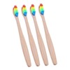 LALAFINA Bamboo Toothbrushes 4pcs Set Adults Gentle Bristles Ergonomic Handle