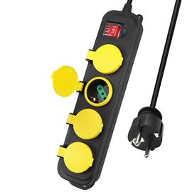 EXTRASTAR Outdoor Waterproof Multi Socket with 4 Outdoor Sockets Cable 1.5m with Italian Plug 16A