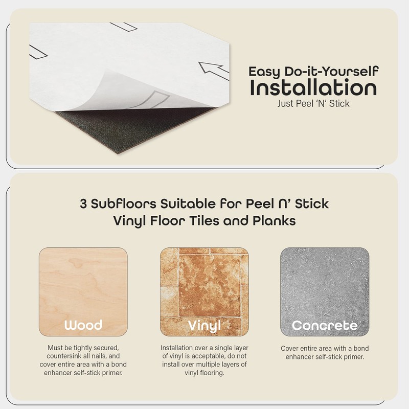 Retro Self Adhesive 12-Inch Vinyl Floor Tiles, 20 Tiles -