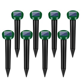 Solar Mole Repellent, Mole Deterrent for Yards and Lawns, Waterproof Ultrasonic Squirrel Repeller for Squirrels, Moles, Gophers, and Voles, 8 Pack