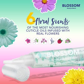 Blossom On the Mend Restoring Scented Portable Cuticle Oil Tube for Travel with Brush Tip, Infused with Real Flowers, 0.34 fl. oz/10ml, Jasmine