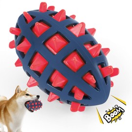 CoubonTail Dog Toy Ball, Dog Spiky Toy Ball with Squeaker, for Floating Chewing Fetching and Interactive Play (Red)
