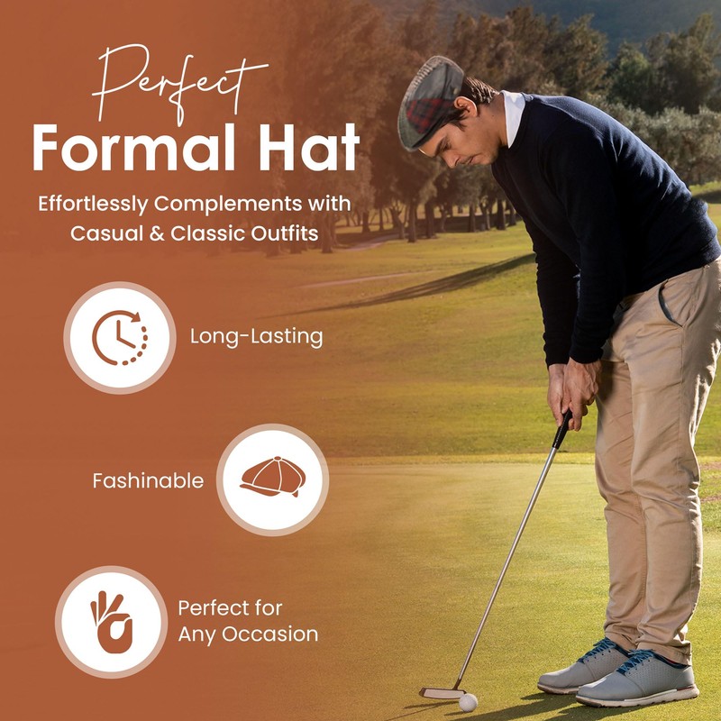 Men's Wool Newsboy Cabbies Fall Winter Classic Patchwork Plaid Apple