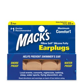 Mack's Pillow Soft Silicone Earplugs – 2 Pair, Beige – The Original Moldable Silicone Putty Ear Plugs for Sleeping, Snoring, Swimming, Travel, Concerts and Studying | Made in USA