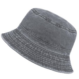 Van Der Rich ® - Washed Bucket Made of Pure Cotton Fishing Hat with UV Protection - Women/Men, gray, Unit size