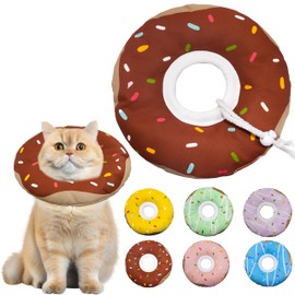 Seyezo Cat Cone Collar Soft, Adjustable Cat Recovery Collar for Small Medium Large Cats, Cute Donut E Collar After Surgery, Cat Neck Pillow Cone, Cat Cone of Shame (Waterproof Brown, Medium)