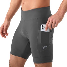 Eco-daily Cycling Shorts Mens 4D Padded Mountain Bike Shorts for Men with Phone Pockets Breathable for Cycle Bicycle Biking(Grey, XL)