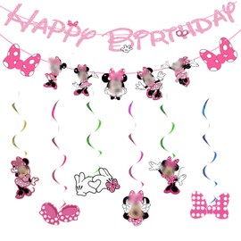 Birthday Decorations Banner for Girls- Party Decorations Birthday Banner Bunting Garland and Hanging Swirls Decorations Party Pack for Kids Theme Birthday Party Supplies Decorations