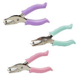 Jimkply 3 Pieces Hand Hole Punch Metal with Soft Grip Single Hole Punch, 6 mm Circle Hole Punch, for Paper, Cards, Leather, Tags, Crafts, Office and School