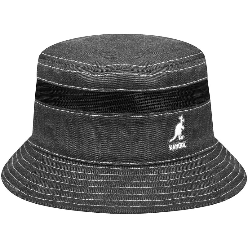 Kangol Distressed Cotton Mesh Bucket Navy, black