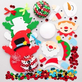 Baker Ross AX741 Christmas Character Sequin Kits - Pack of 3, Tree Decoration, Hanging Decorations for Children to Decorate, Festive Arts and Crafts