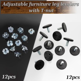 AERZETIX - Set mit 12 Füßen, verstellbare Möbelzylinder zum Schrauben M8 + 12 Klauenmuttern zum Klopfen M8x11 für Holz, Montagebeschläge, Nivellieren und Tischlerarbeiten