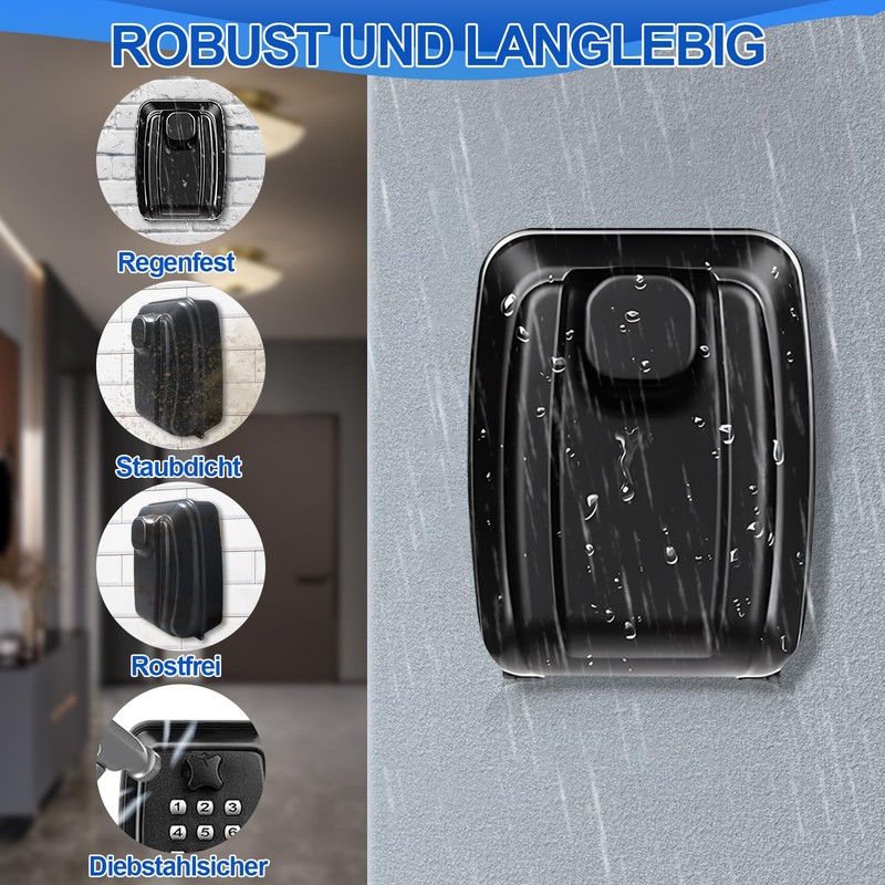 DYDHRER Key Safe with Number Code, 12 Digits, Waterproof, Key