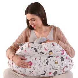 BATTOP Nursing Pillow for Breastfeeding,with Removable Covers,PlusSize Breastfeeding Pillows for Mom,Bottle Feeding,Extra Pillow on Top for More Support for Mom Baby