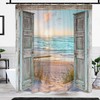 Boho Beach Coastal Shower Curtain, Teal Ocean Sunrise Seaside Seascape