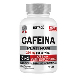 Cafeína 210 Mg | Testrol Platinum | 90 Cápsulas Sin Sabor