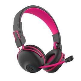 JLab JBuddies Play Gaming Auriculares inalámbricos para niños, Rosa, más de 22 Horas de reproducción Bluetooth 5, micrófono retráctil, Cable Auxiliar Compatible con Consolas de Juegos