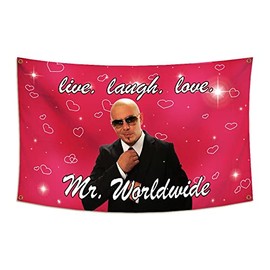 DESFLOPY Mr. Worldwide Live Laugh Love Flag Banner 3x5Ft Banner For College Dorm Room Man Cave Frat Wall Outdoor Dec