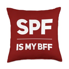 SPF Is My BFF Dermatology Dermatologist Sunscreen Skincare Throw Pillow, 18x18, Multicolor