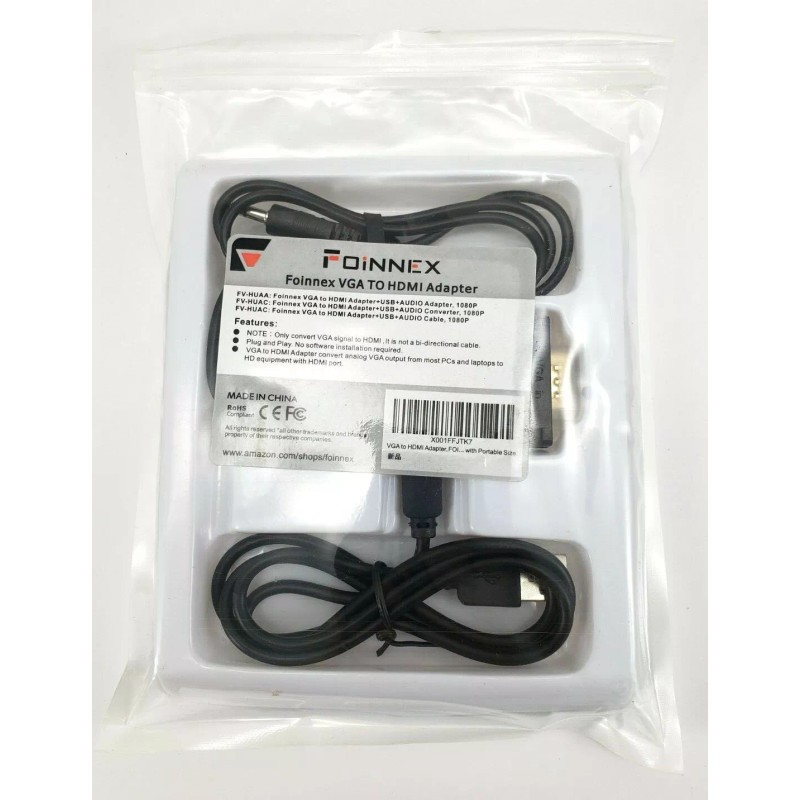 Foinnex VGA To HDMI Adapter Converter With Audio, Convert VGA