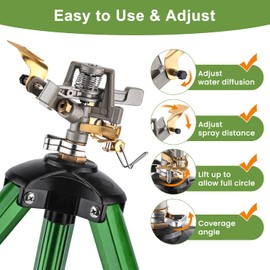 Pattiumo Sprinklers for Yard, 360° Tripod Sprinklers for Yard Large Area, 3/4" Connector Lawn Sprinkler, Adjustable Height 16-37”, Water Sprinkler for Lawn/Garden/Patio, 1Pack