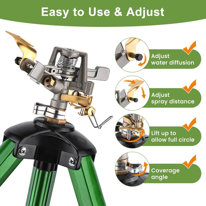 Pattiumo Sprinklers for Yard, 360° Tripod Sprinklers for Yard Large