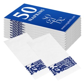 Decorative Paper Napkins white-Blue – Elegant Disposable Dinner Napkins with Beautiful Design – Premium Kitchen & Dining Napkins - Stylish Paper Hand Towels, Wedding, Party – 50 Count