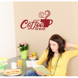 Coffee Break Kitchen Wall Stickers Quote Decals for Wall - Die-Cut Vinyl Wall Art - Matte Vinyl Wall Decal Sayings for Kitchen Wall Decor