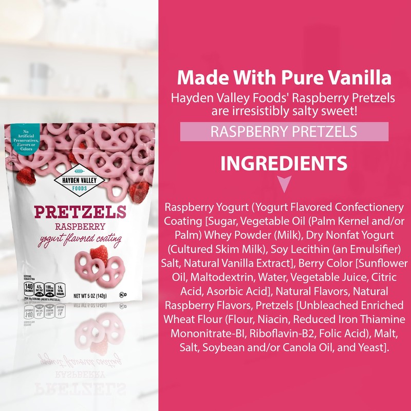 Hayden Valley Foods Raspberry Yogurt Flavored Covered Pretzels | 5