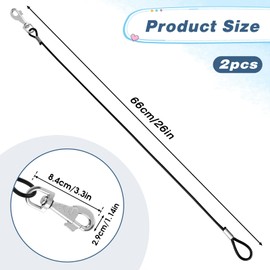 2 Pack Chew Proof Dog Leash Extension Rope, 24" Short Dog Leash Extender for Training, Non Chewable Dog Leash Extender Suitable for Small Medium Large Dogs